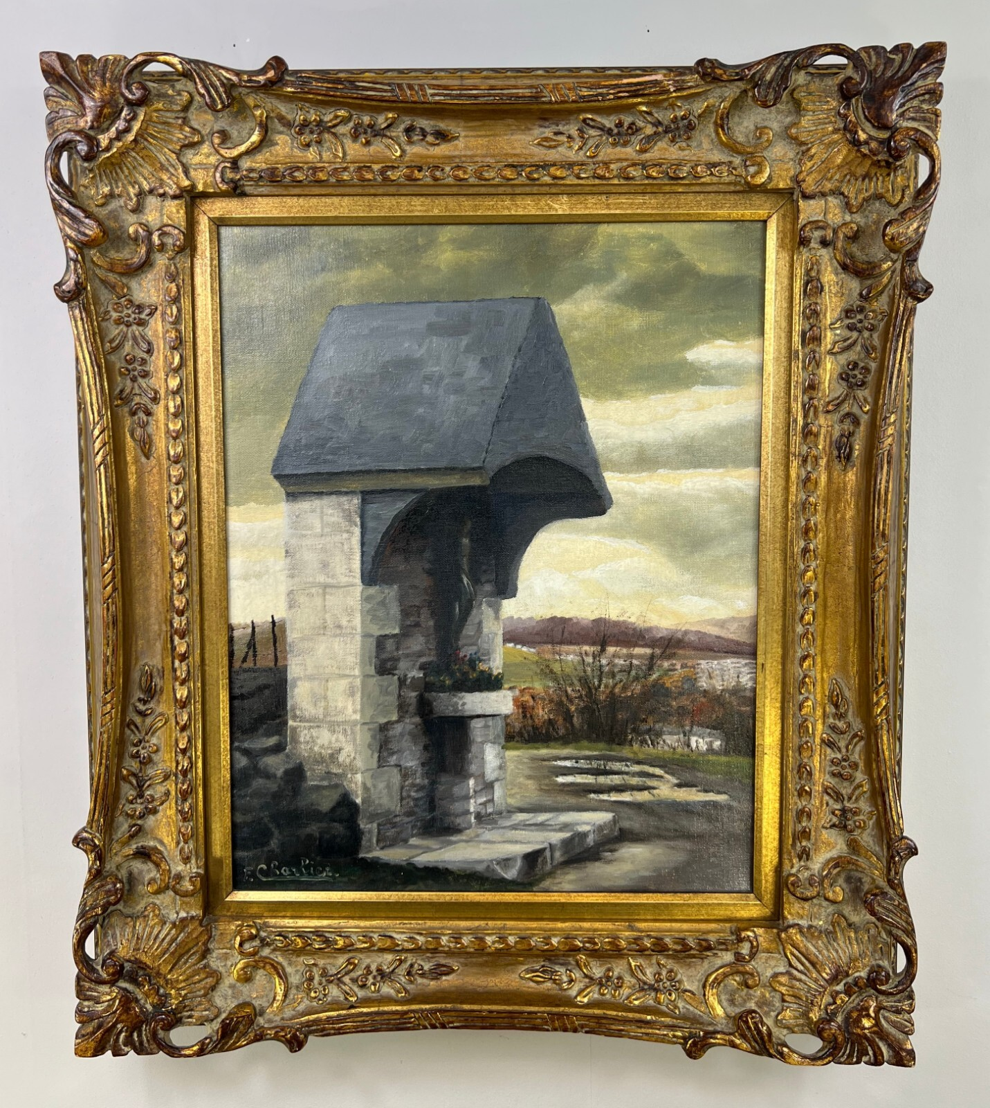 Oil Painting Vintage French Framed Landscape 71cm X 60cm Wall Art Lot 5123