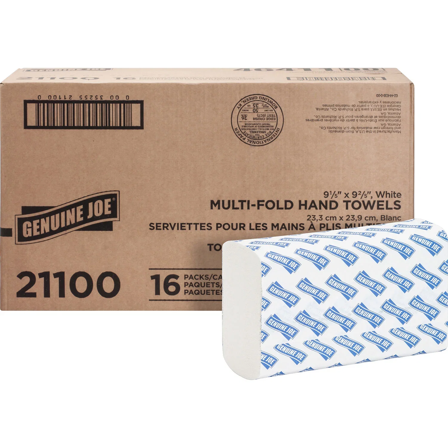 Image of Genuine Joe 21100 White Multifold Paper Towels, 9 4/10
