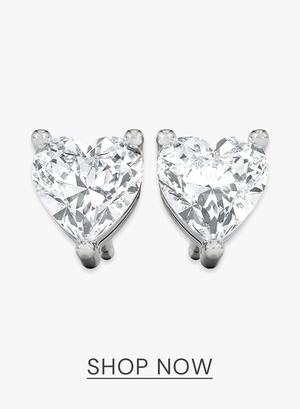 Naomi Heart Cut Lab Diamond Stud Earrings 1.00ct H/SI in 9K White Gold