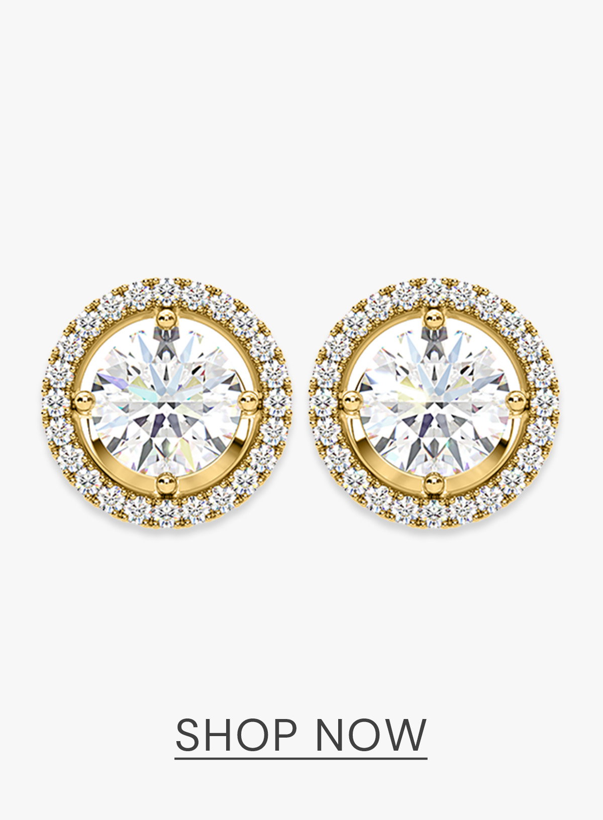 Ella Lab Diamond Halo Earrings 2.45ct in 18K Yellow Gold F/VS1