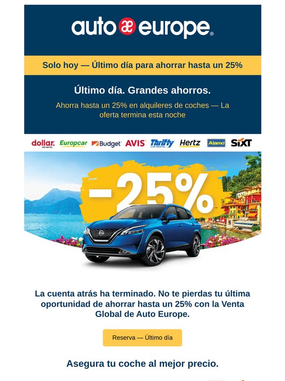 Solo hoy: tu última oportunidad de ahorrar hasta un 25%