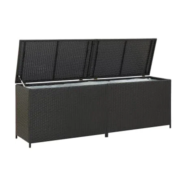 Garden Storage Box Poly Rattan 200X50X60 Cm Black
