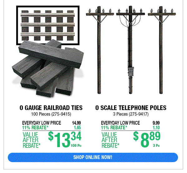 O Gauge Railroad Ties (275-9415), O Scale Telephone Poles (275-9417)