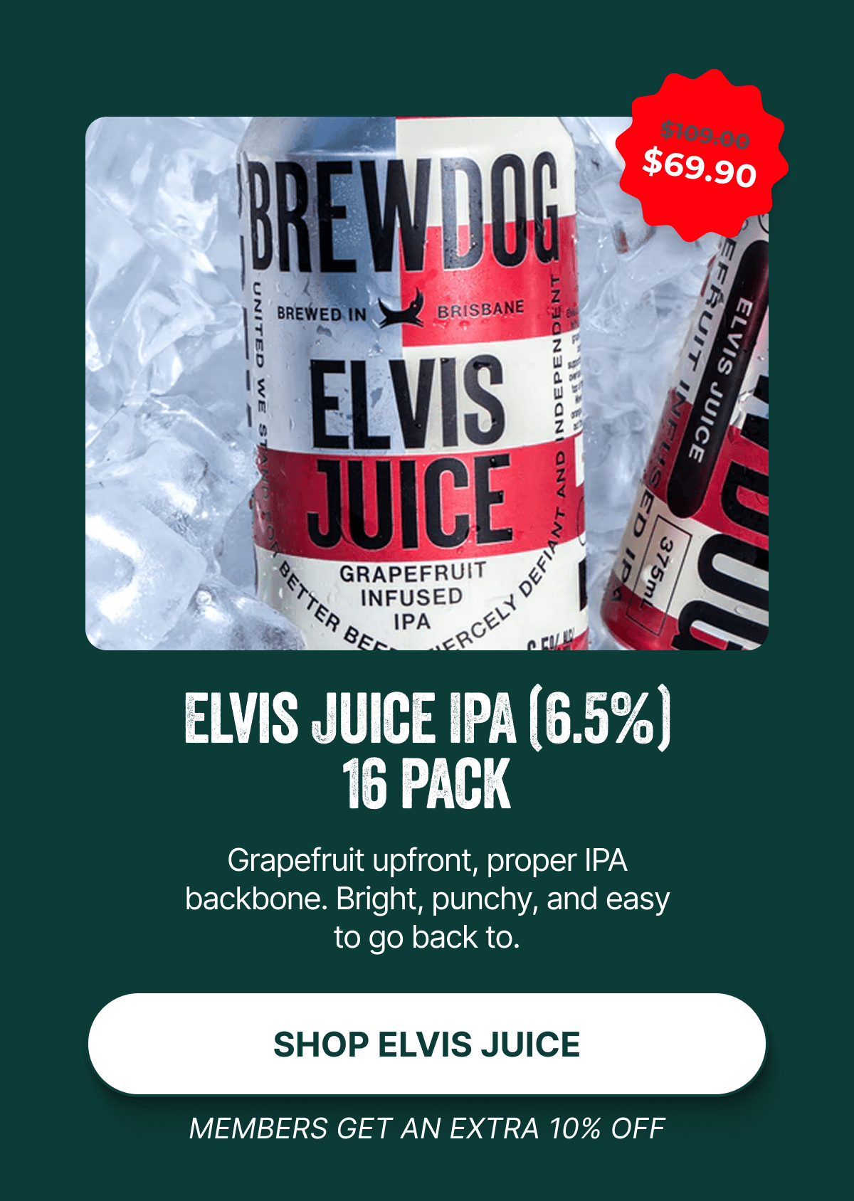 Brewdog Elvis Juice Grapefruit Infused IPA 6.5% – 16 Pack