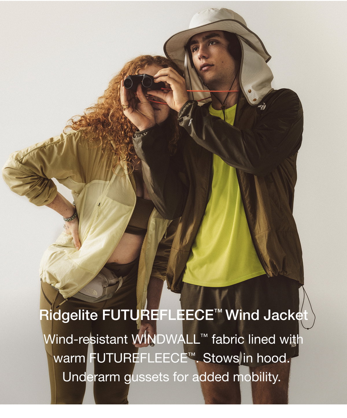 Ridgelite FUTUREFLEECE™ Wind Jacket Wind-resistant WINDWALL™ fabric lined with warm FUTUREFLEECE™. Stows/in hood. Underarm gussets for added mobility.