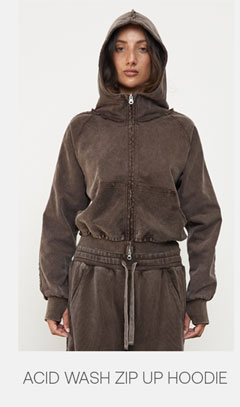 Acid Wash Zip Up Hoodie