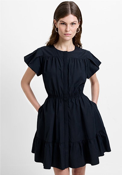 Era Poplin Flutter Sleeve Mini Dress