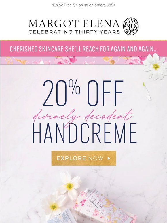 20% Off ALL Handcreme Starts…Now!