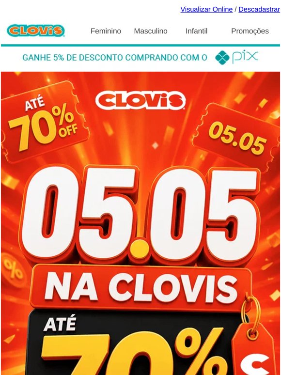 05.05 imperdível: descontos de até 70% OFF