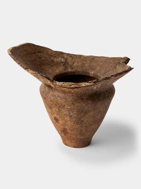 Hand-Turned Earth-Finish Japanese Stone Oak Vase (15.5in/40cm)