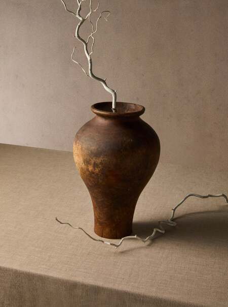 Hand-Turned Earth-Finish Cherry Wood Vase (14.5in/37.5cm)