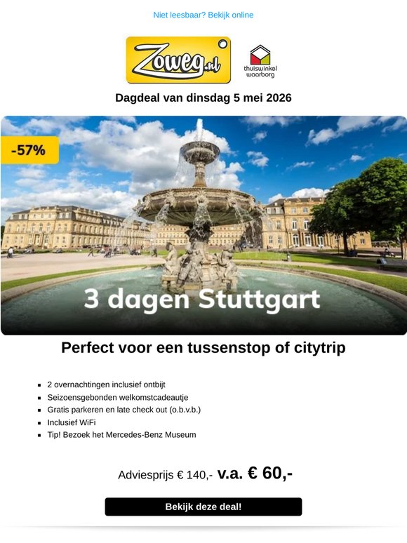 3 dagen Stuttgart v.a. 60,-