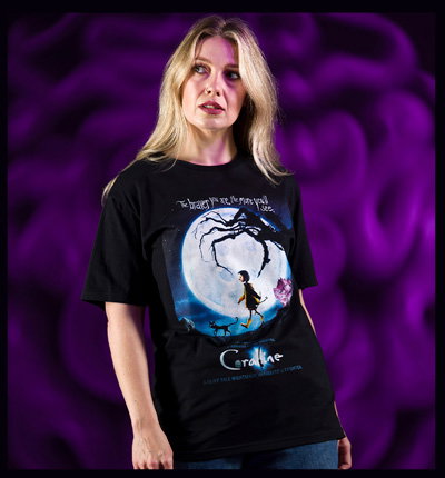 Women's Coraline Movie Poster Black Fitted T-Shirt