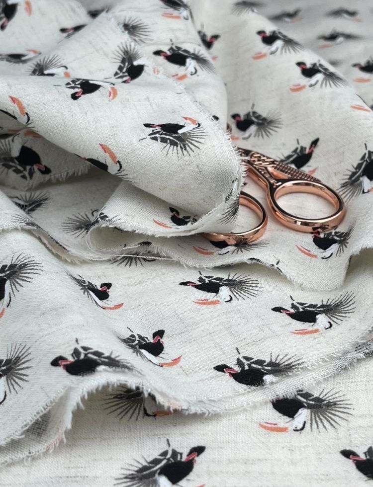 Linen Viscose Challis Fabric Ecru