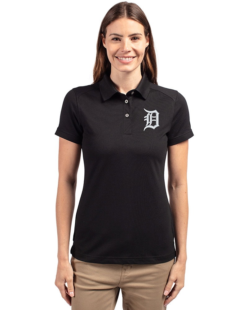 Image of Detroit Tigers Mono Cutter & Buck Advantage Recycled Cotton-Blend Pique Womens Polo