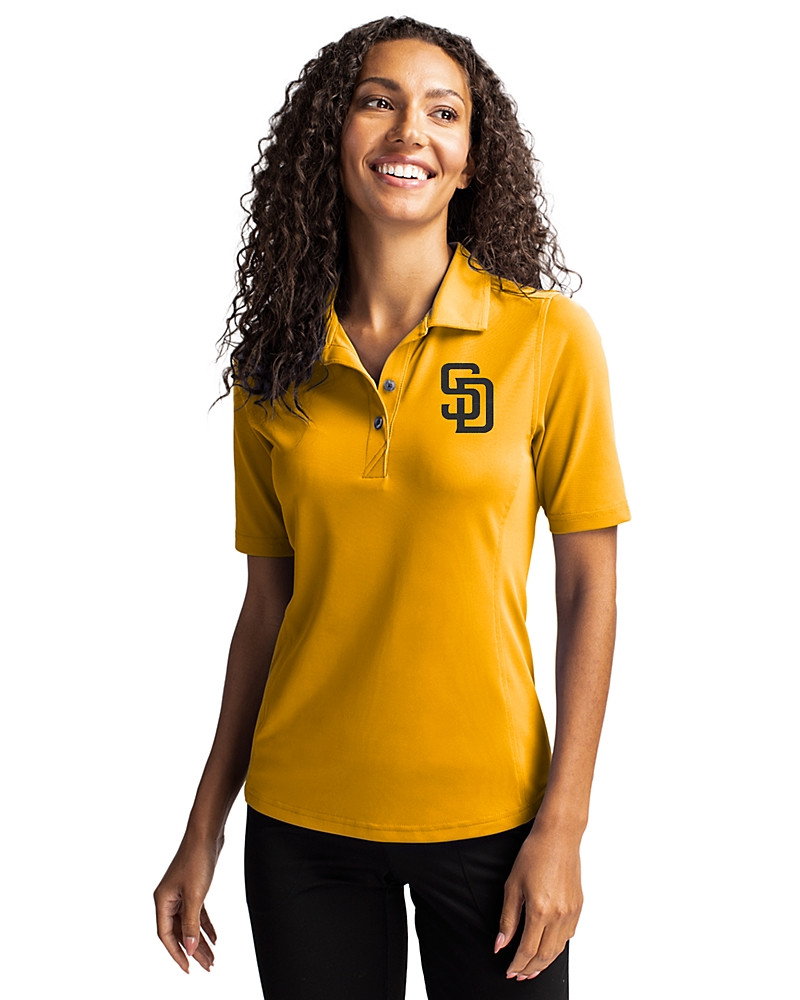 Image of San Diego Padres Cutter & Buck Virtue Recycled Featherlight Pique Womens Polo