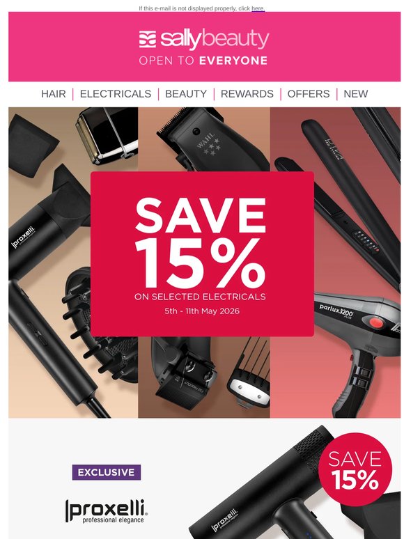 —, Save 15% Off Electricals!