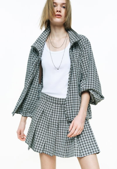 Raglan Sleeves Plaid Jacket