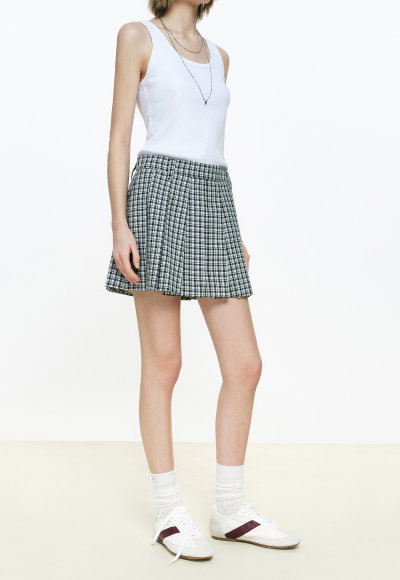 A-line Plaid Mini Skirt