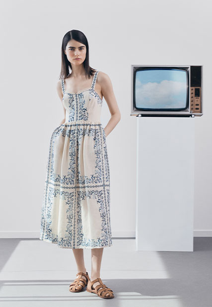 Robe lin imprimée