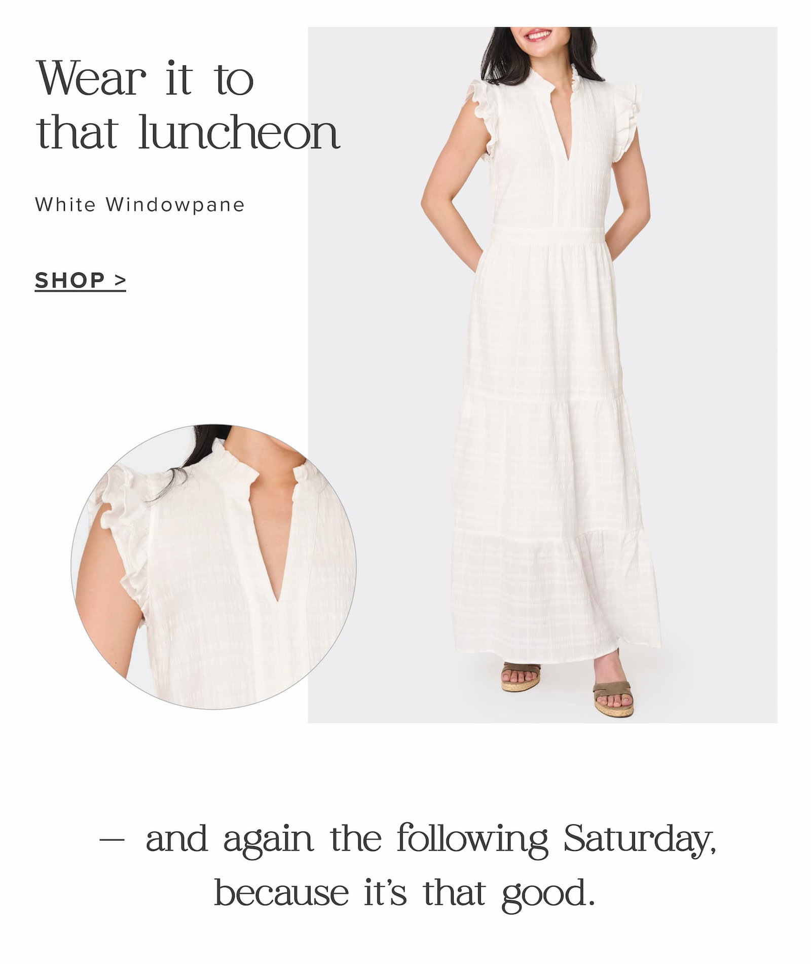 Wear it to a luncheon in White Windowpane