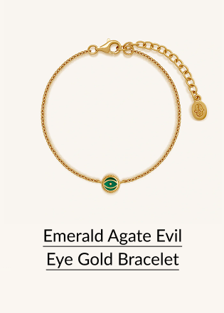 Emerald Agate Evil Eye Gold Bracelet