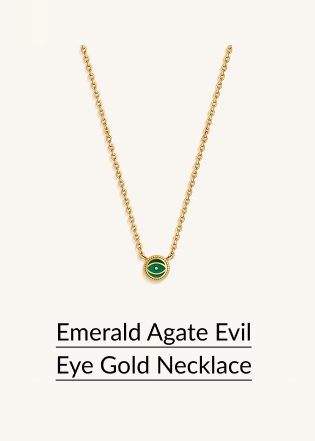 Emerald Agate Evil Eye Gold Necklace