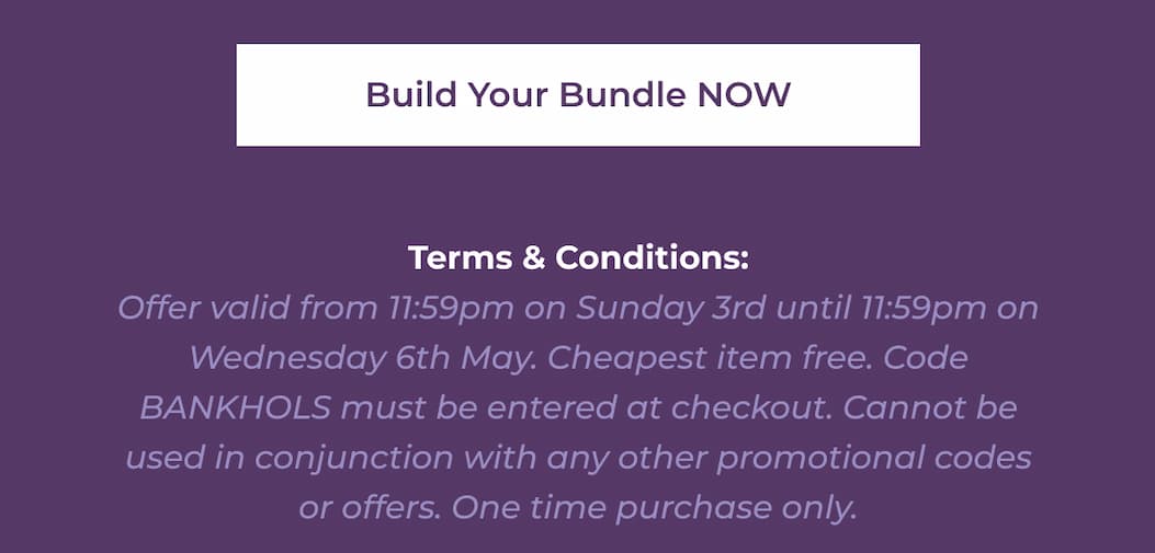 se code BANKHOLS at checkout.