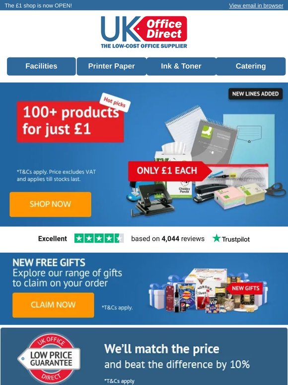 Shop now! Over 100 products at £1 each, — 🪙