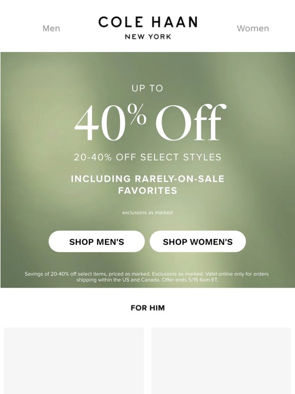 Up to 40% off select curated styles worth knowing
