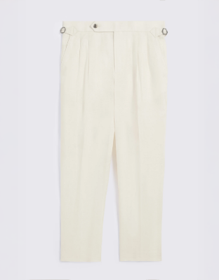 Off-White Linen Pleated Trousers