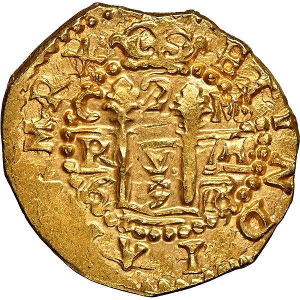 PERU, Cuzco, gold cob 2 escudos, 1698 M, 