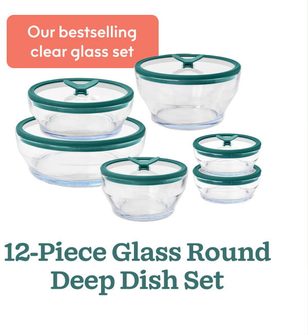 12-Piece Glass Round Deep Dish Set 