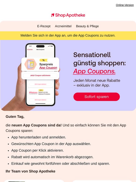 Bis zu 25% mit App Coupons sparen.