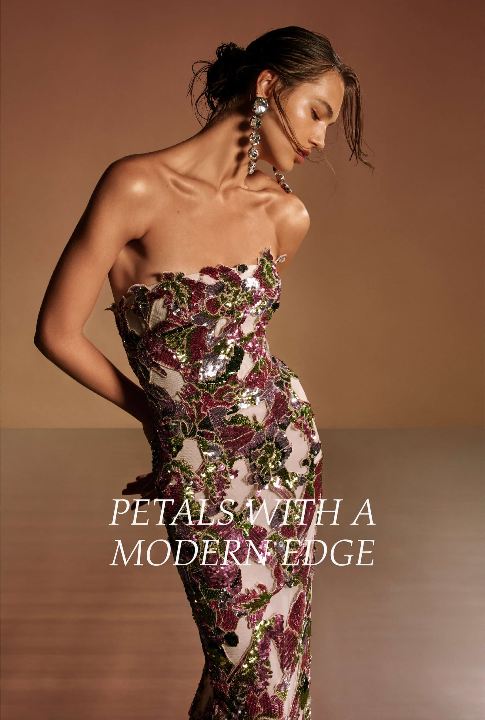 Monique Lhuillier Spring 2026 Tulip Sequin Embroidery Column Gown