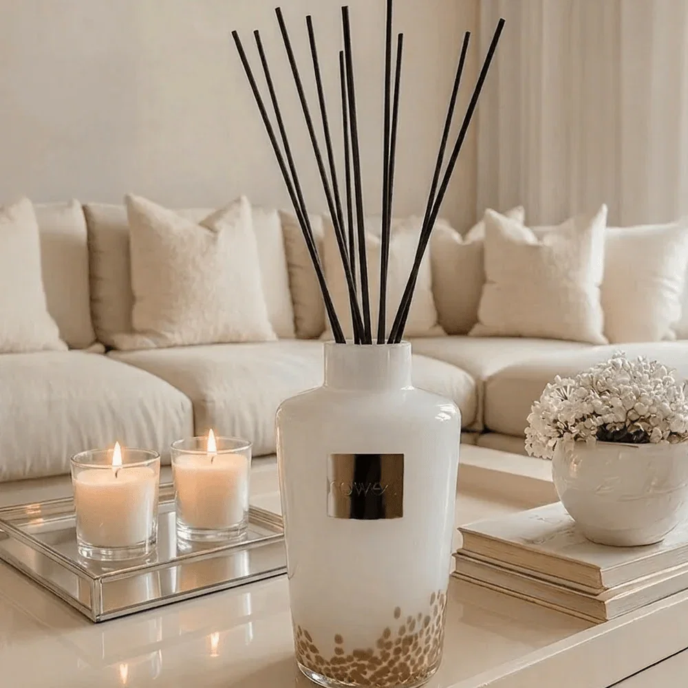 XXL Hazelnut Cappuccino Scented White & Gold Statement Reed Diffuser - 5000ml