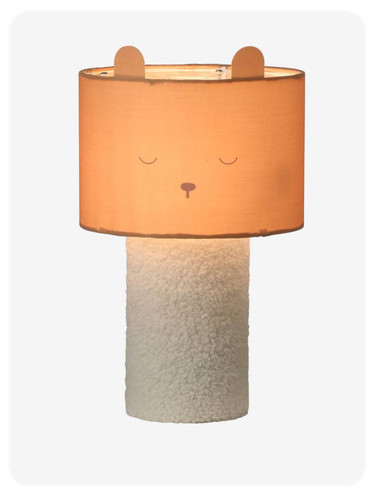 Nachttischlampe BÄR mit Teddyfleece-Fuß, Kinderzimmer - zimt