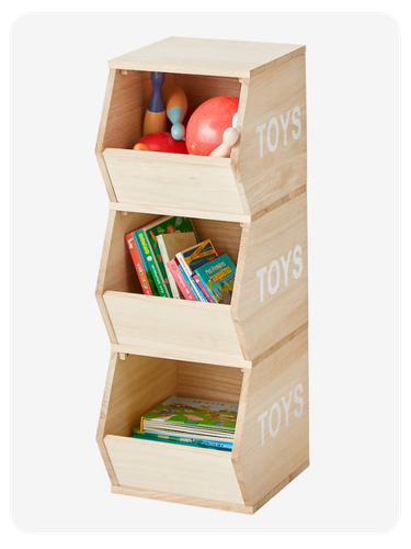 Kinderzimmer Regal TOYS, 3 vertikale Fächer - natur
