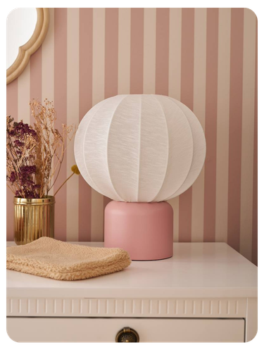 Tischlampe Kugelform mit Metallfuß Kinderzimmer - rosa