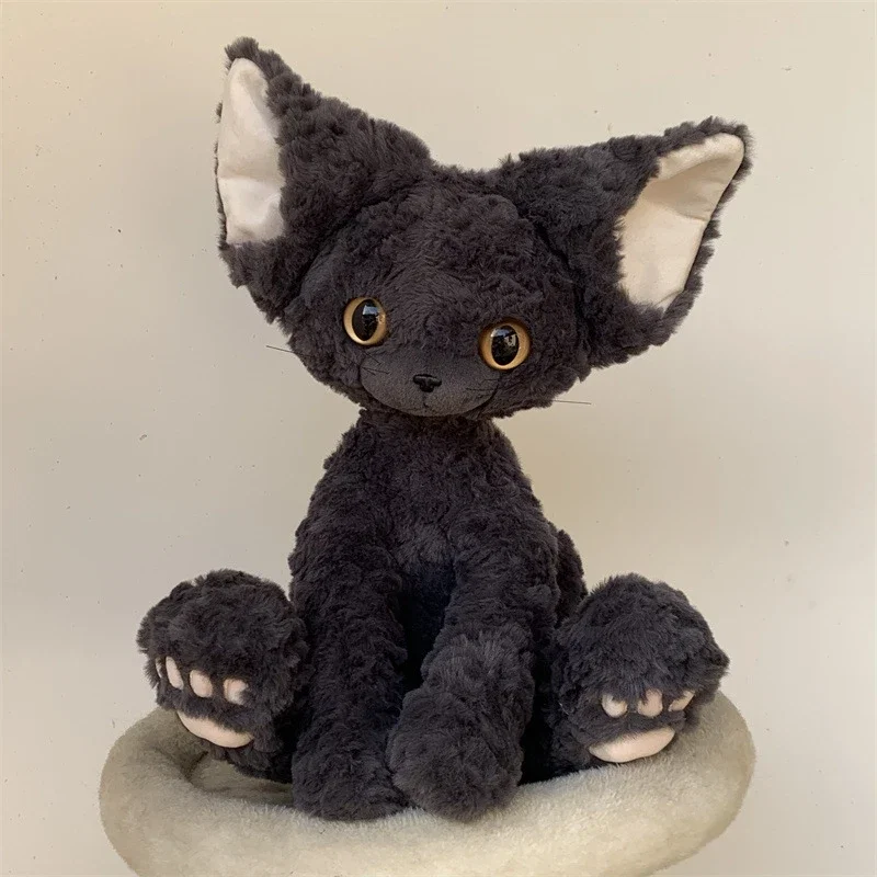 Devon Rex Cat Plush Pillow Curly Fur Stuffed Animal Cushion for Hugging Cute Room Decor