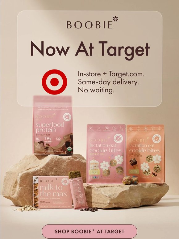 BOOBIE* is now at Target. Get us on the same day