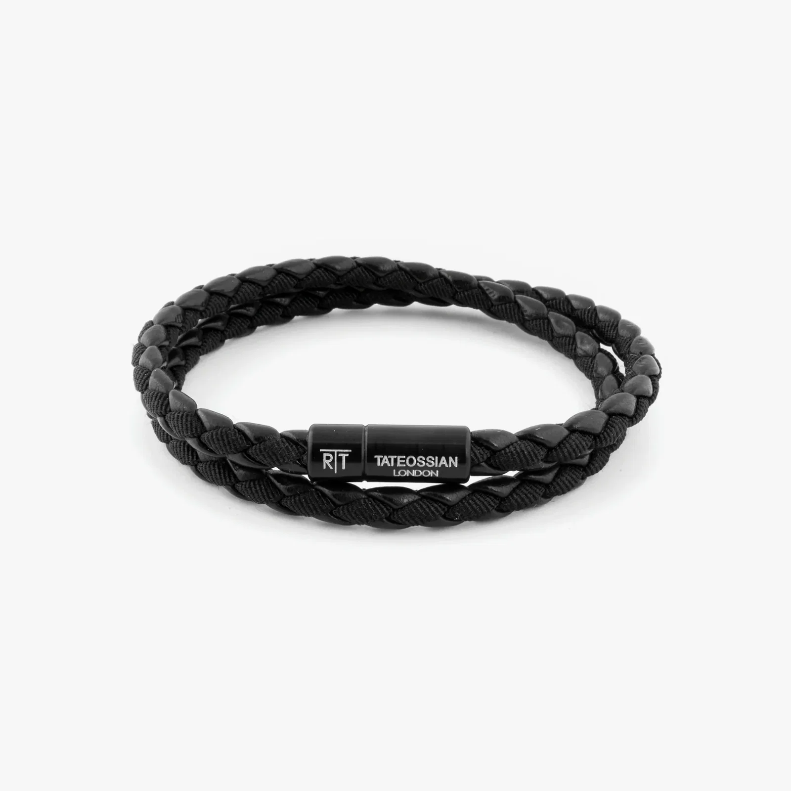 Image of Chelsea Leather Bracelet In Black With Aluminium Clasp
