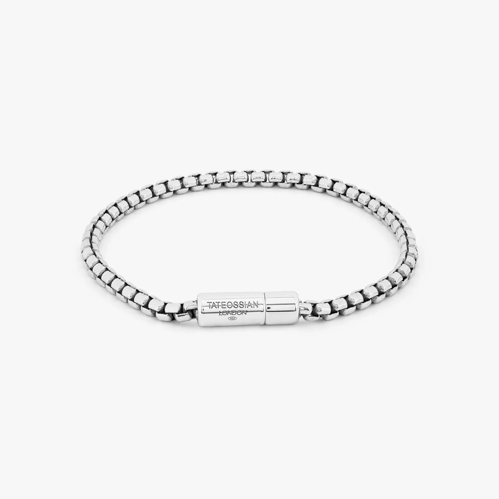 Image of Pop Sleek Box Chain Bracelet In Rhodium Plated Silver