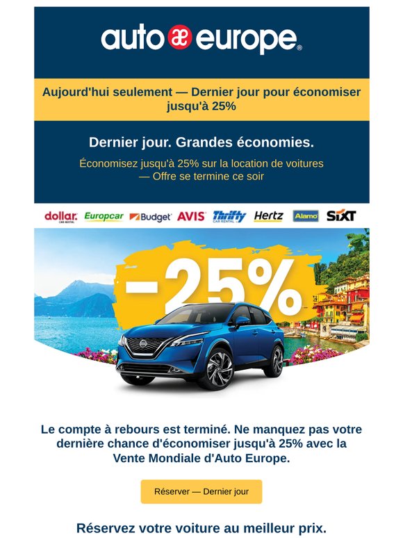 Aujourd'hui seulement : votre dernière chance d'économiser jusqu'à 25%