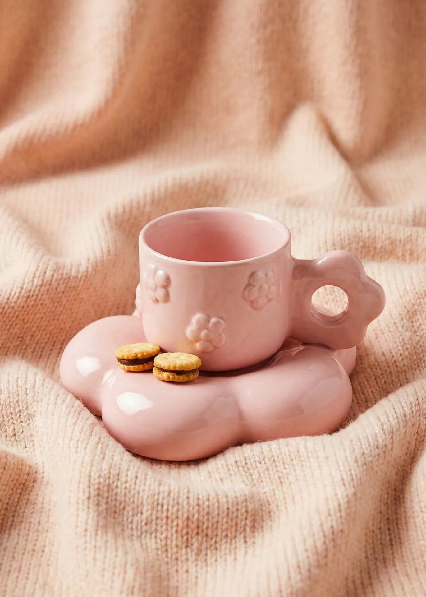 Image of Iridescent pink mug with saucer - 190 ml