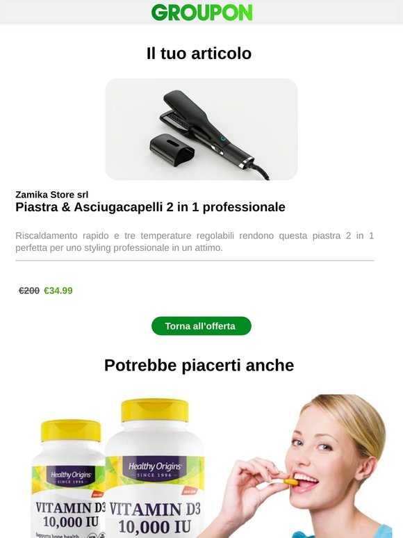 Piastra & Asciugacapelli 2 in 1 professionale ti aspetta al checkout!