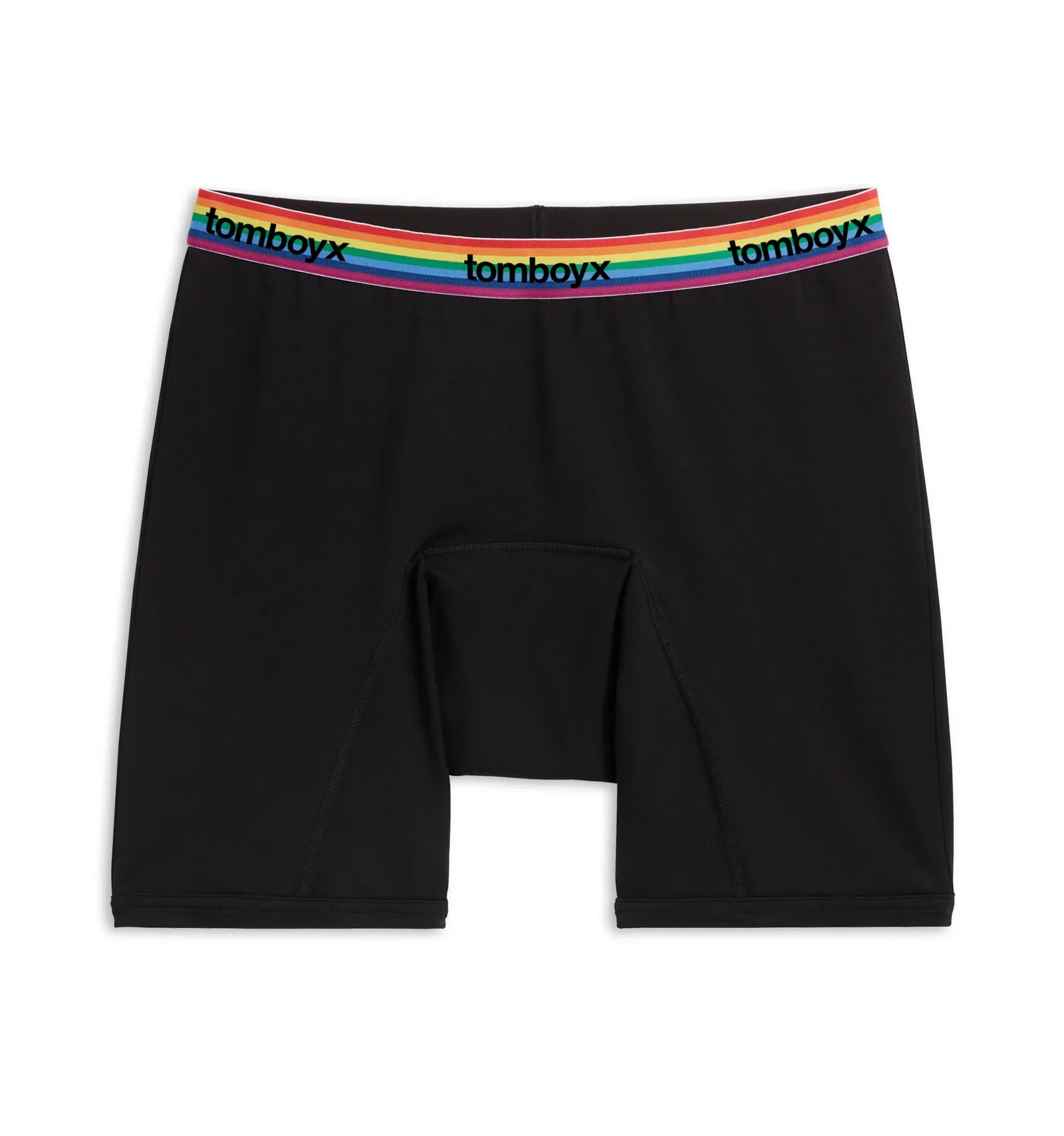 Image of First Line Period 9" Boxer Briefs - Black Rainbow Logo