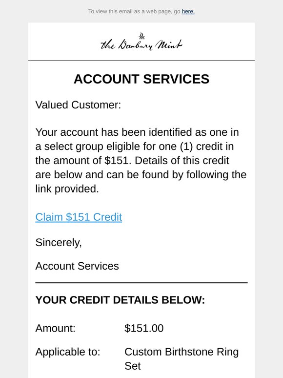Don't forget - You have a $151 credit!