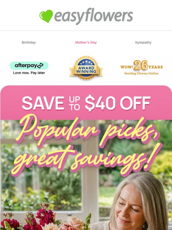 🌸 SAVE up to $40 this Mother's Day! 🌸 Time is Running Out!