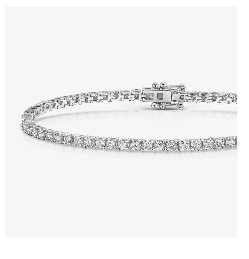 9ct White Gold Round Brilliant 3.00ct Lab Grown Diamond Tennis Bracelet